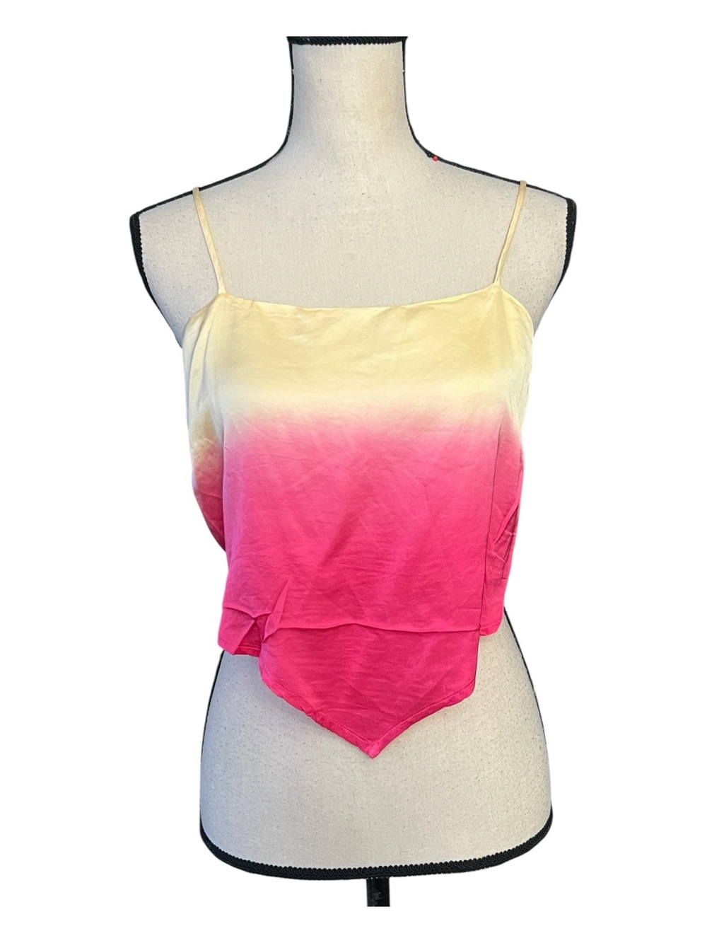 Young Fabulous & Broke Ombré Tie Back Cami Crop Top Yellow Pink Size S